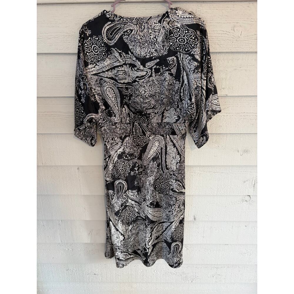 Kaffe Denmark Paisley Dress Size 36 Black White Kimono Sleeve Boho Mini - Picture 9 of 9